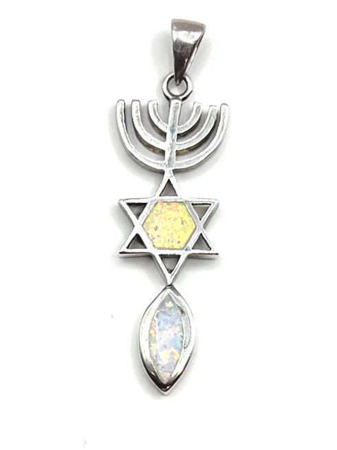 Sterling Silver With Opal Grafted In Pendant